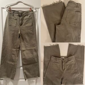 Stretchy Olive Green Wide Leg Pants